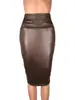 Falda Sexy Versátil de Cuero Sintético de Cintura Alta hasta la Rodilla con Abertura y Diseño Bodycon Estilo Europeo y Americano para Comercio Exterior Ruso Transfronterizo Venta al por Mayor