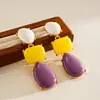 Pendientes de gota de resina con incrustaciones de diamantes y aguja plateada, Estilo retro elegante, Pendientes de moda y exquisitos, Pendientes de nicho de alta gama para mujer