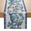 Bandera de Mesa Decorativa Festiva Navideña Transfronteriza Elemento de Muñeco de Nieve Cálido Campana Copo de Nieve Impresión de Letras Lino