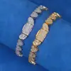 Pulsera de Cadena de Corazón con Hebilla Plegable de 8 mm Transfronteriza Europea y Americana Joyería Hip-Hop Accesorios Simples de Nicho Pulsera de Zirconia para Hombre Personalización