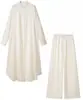 Conjunto de duas peças popular europeu e americano do AliExpress Ins para mulheres, estilo simples: conjunto de verão com top e calça pantalona, camisa longa