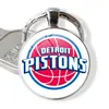 Logo de Equipo de la NBA Lakers Warriors 76ers Time Gem Aleación de Metal Llavero Grabado Colgante de Llave