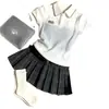 Atuendos de Verano 2026: Camiseta de Manga Corta con Cuello Polo Estilo Universitario Coreano para Mujeres y Niñas Mayores, Conjunto de Falda Dulce y Picante