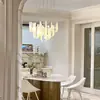 Lustre de Vidro Nuvem de Luxo Leve Italiano Estilo Francês Creme Lâmpadas para Sala de Estar Modernas Simples Atmosféricas Lâmpadas para Sala de Jantar de Villa