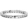 Pulsera de cuentas de turquesa blanca de 6 mm de venta caliente europea y americana, pulsera de letras para pareja para hombre, joyería de estación independiente transfronteriza