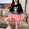 Linda Blusa de Moletom Fina com Gradiente de Cores Dopamina para Mulheres, Top Cartoon Fresco e Estiloso de Comprimento Médio Soltinho que Cobre o Bumbum