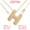Moderna y Versátil Colgante de Alfabeto Inglés de 26 Letras con Microincrustaciones de Cobre Puro Cadena para Clavícula Suministro Directo Joyería de Collar para Mujer