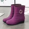 Botas de Lluvia de Terciopelo de Moda para Mujer de Caña Media Estilo Coreano Nuevas Antideslizantes Cálidas Zapatos de Agua para Trabajo Lavado de Autos Botas de Lluvia de Moda Botas de Goma para Agua