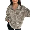 Nueva sudadera deportiva casual holgada para mujer Otoño/Invierno 2026 con estampado de árbol y cuello vuelto