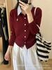 Chaqueta de punto con bordado de poni de manga larga para mujer, estilo nuevo para primavera y otoño 2025, suéter interior para mujer