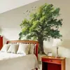 Decoración de Paredes de Dormitorio, Estudio, Sala de Estar con Pegatinas Estilo Acuarela Árboles Frondosos y Pájaros Venta al por Mayor