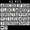 Kit de estêncil de símbolos alfanuméricos de 42 peças para uso transfronteiriço, plástico DIY, letras para pintura, letras interligáveis