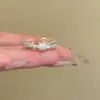 Flores florecen en tus dedos~Anillos apilables con borde de encaje de esmalte azul diseño de nicho para mujer anillo abierto ajustable para el dedo índice