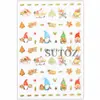 Pegatinas de arte para uñas navideñas: duendes de dibujos animados, renos, hombres de jengibre, copos de nieve, árboles de Navidad, bordes dorados, impermeables, pegatinas festivas para decoración de uñas