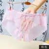 Panty Sexy de Talla Grande para Mujer con Bordado de Moño Dulce, Entrepierna Abierta, No Necesita Quitarse, Panty de Encaje con Diseño de Entrada Trasera