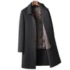 Casaco de cashmere masculino para outono e inverno, modelo longo com forro removível de 90% de penugem de ganso, casaco quente de luxo de alta qualidade para homens de meia-idade