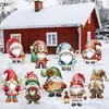 Placa de Gnomo de Natal com Estaca para Jardim Decoração Externa para Feriado de Natal Pátio Gramado Caminho de Jardim