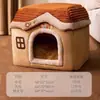 Otoño Invierno Cálido A Prueba de Viento Mascota Doble Techo Casa Nido Cerrado Casa para Perros Espacio Grande Cortina de Puerta Tienda Nido Nido para Gatos Venta al por Mayor