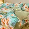 2026 Nuevo Juego de Cama de Cuatro Piezas 100% Algodón Cepillado con Impresión Digital Juego de Cama Clase A Estilo Otoño/Invierno