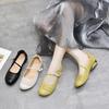 Mocassins de Bico Redondo para Mulheres 2025 Primavera e Verão Novo Estilo Slip-On Vazados Sapatos Mary Jane Rasteirinhas Sapatos para Mulheres Sapatos Preguiçosos