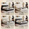 Cama Minimalista Italiana Acolchada Simple y Lujosa Cama Doble de 1.8m Dormitorio Principal Cama de Cuero Minimalista Negra Cama de Boda