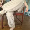 Pantalones de linterna secado rápido deportivos anti-mosquitos harem para mujer seda de hielo holgados con puño verano protección solar para correr de nueve puntos estilo fino café claro
