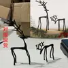 Juego de 2 Estatuas de Reno Negras Figuras Navideñas de Aleación Estatuas de Reno Negras