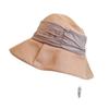 Chapéu de Pescador de Fita Plissada de Papel e Japonês Chapéu de Pano Protetor Solar de Verão Feminino Chapéu de Bacia Elegante Estilo Hepburn Chapéu de Praia Moderno