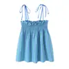 Top Regata Listrado de Verão e Calça Wide Leg Cruzada Europeia e Americana Novo Modelo