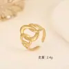 Anillo Abierto con Forma de Hoja de Acero Inoxidable, Moderno y Único para Mujer, No se Desvanece, Sensación de Alta Gama, Anillo Ajustable