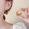 Vacaciones en la Isla~ Pendientes Exagerados Tejidos con Forma de Abanico Estilo Étnico para Mujer, Pendientes de Aro de Moda para Vacaciones de Verano en la Playa