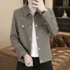 Jaqueta Curta de Primavera e Outono Moda Masculina Casaco Jacquard 2026 Novo Estilo Juventude High-End Gola Lapela Top Jaqueta Floral