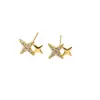 Amazon Venta Caliente Transfronteriza Aretes Sencillos de Stud de Estrella de Cuatro Puntas Joyería de Oreja Sencilla Moda Europea y Americana Aretes de Pedrería para Mujer