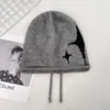 Chapéu de Tricô Estrela Versátil Novo Outono e Inverno, Quente para Homens e Mulheres, Emagrecimento Facial, Proteção para Orelhas, Circunferência Craniana Grande, Chapéu Versátil para o Frio