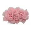 Combinação de Flores de Tecido Chiffon Longas Feita à Mão Flor Rosa DIY Acessórios de Cabeça Roupas Acessórios de Flores para Crianças