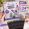 Set de pinceles acrílicos de doble punta transfronterizos, marcadores de colores de secado rápido para cerámica, piedras, madera y plástico, bolígrafos de graffiti DIY
