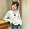 Camiseta Manga Longa Gola Redonda Infantil De Rong Estilosa Base Aconchegante Roupa Íntima Casual Outono Inverno Top Versátil Tendência