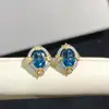 Pendientes Finos de Topacio para Mujer Base de Plata de Ley No se Caen y Alérgicos Piedra de Topacio Incrustada Súper 6*8mm