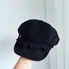 Gorra Plisada Estilo Japonés Nube para Mujer, Otoño e Invierno Vintage Literaria Retro para Circunferencia de Cabeza Grande Adelgazante Facial Moda Gorra de Periodista