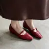 Sapatos Mary Jane femininos de couro bovino de primeira camada, elegantes, de ponta quadrada, com aumento interno de altura, de corte baixo, para o verão, versáteis para combinar com saias, tamanho 40