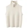 Chaleco de Punto de Cachemira de Moda Estilo Old Money para Mujer con Cuello de Solapa y Botones, Chaleco de Lana Suelto para Superponer