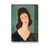 Pintura Decorativa Pequena Fresca Literária e Artística Estilo Nórdico Retrô Nicho Linhas Abstratas Simples Personagem de Caneta Laranja Pintura de Pendurar