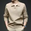 Suéter pullover masculino liso em jacquard com gola de gaivota, roupa masculina casual para homens jovens e de meia-idade, transfronteiriço