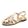Sandálias rasteirinhas estilo europeu e americano para mulheres, de verão, trançadas, com bico aberto, tira em T, versáteis e confortáveis, sapatos de praia, 2035-12