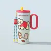 Taza de Hielo Crepuscular de Aspecto Premium Taza Aislada de Acero Inoxidable 316 Taza de Oficina con Popote Taza Portátil para Coche Asa para Coche