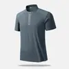 Camisa Polo com Zíper Parcial para Homens, Manga Curta, Toque de Luxo para Jovens e Meia-Idade, Estilo Fino de Verão, Camiseta Masculina Elástica e Respirável