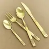 Conjunto de 4 Peças de Talheres Estilo Coluna Romana em Aço Inoxidável 410 para Casa e Restaurantes Ocidentais, Incluindo Faca, Garfo, Colher, Faca de Bife, Colher de Chá, Garfo de Chá e Colher