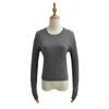 Internet Celebrant Retro Cinza Slim-Fit Twist Suéter Curto Spice Girl Interior Slim Gola Redonda Pulôver Base Top de Malha