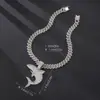 Colgante de Tiburón Hip Hop Europeo y Americano de Alta Calidad Moda Aleación de Diamante Cuadrado T Cadena Cubana Colgante Venta de Fábrica