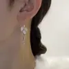 Nuevos pendientes de borla de hoja de diamante elegantes de estilo coreano de moda 2023 pendientes largos de nicho anti-pérdida pendientes de moda para mujer